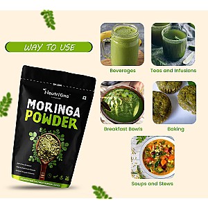 Organic Moringa Leaf Powder For Weight Loss, Powerful Vitamins & Antioxidants (2 x 200 g)