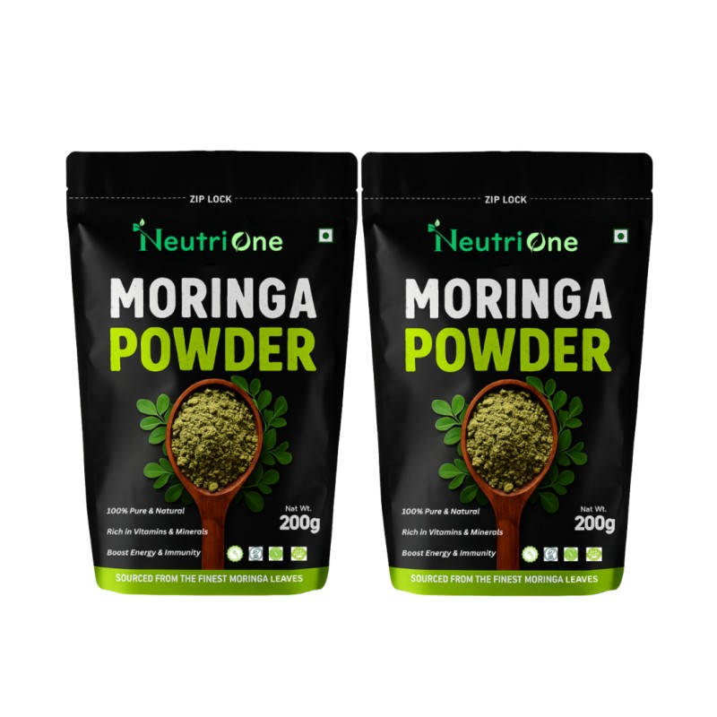 Organic Moringa Leaf Powder For Weight Loss, Powerful Vitamins & Antioxidants (2 x 200 g)