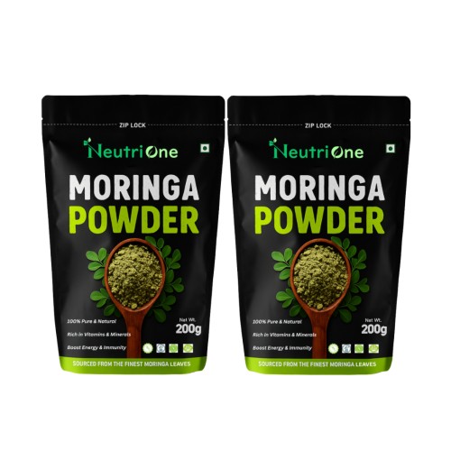 Organic Moringa Leaf Powder For Weight Loss, Powerful Vitamins & Antioxidants (2 x 200 g)
