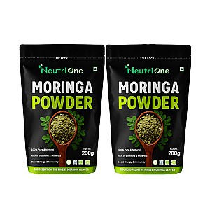 Organic Moringa Leaf Powder For Weight Loss, Powerful Vitamins & Antioxidants (2 x 200 g)