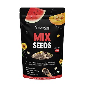 Raw Mix Seeds - 5 in 1 Seeds Mix, Premium Blend | Nutrient-Rich 200g Pack of Chia Seeds, Brown Flax Seeds, Pumpkin Seeds, Sunflower Seeds, Watermelon Seeds (200 g)