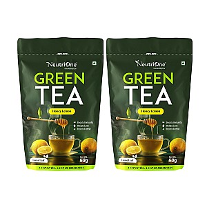 Honey & Lemon Green Tea Loose Leaf for Weight Loss | 100% Natural & Refreshing Lemon, Honey Green Tea Pouch (2 x 50 g)