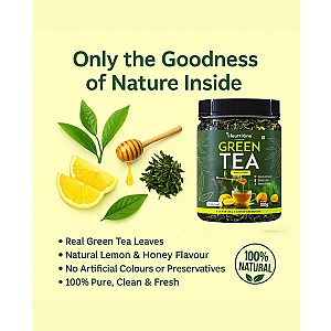Honey & Lemon Green Tea Loose Leaf for Weight Loss | 100% Natural & Refreshing Lemon, Honey Green Tea Mason Jar (2 x 100 g)