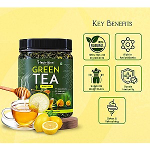 Honey & Lemon Green Tea Loose Leaf for Weight Loss | 100% Natural & Refreshing Lemon, Honey Green Tea Mason Jar (2 x 100 g)