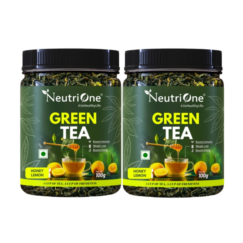 Honey & Lemon Green Tea Loose Leaf for Weight Loss | 100% Natural & Refreshing Lemon, Honey Green Tea Mason Jar (2 x 100 g)