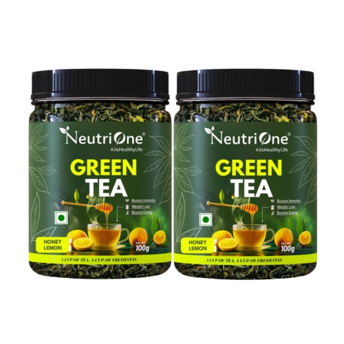 Honey & Lemon Green Tea Loose Leaf for Weight Loss | 100% Natural & Refreshing Lemon, Honey Green Tea Mason Jar (2 x 100 g)