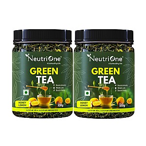 Honey & Lemon Green Tea Loose Leaf for Weight Loss | 100% Natural & Refreshing Lemon, Honey Green Tea Mason Jar (2 x 100 g)