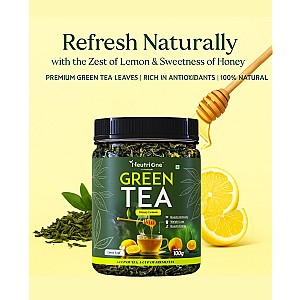 Honey & Lemon Green Tea Loose Leaf for Weight Loss | 100% Natural & Refreshing Honey, Lemon Green Tea Mason Jar (100 g)