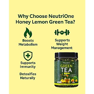 Honey & Lemon Green Tea Loose Leaf for Weight Loss | 100% Natural & Refreshing Honey, Lemon Green Tea Mason Jar (100 g)