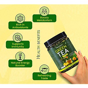 Honey & Lemon Green Tea Loose Leaf for Weight Loss | 100% Natural & Refreshing Honey, Lemon Green Tea Mason Jar (100 g)