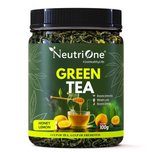Honey & Lemon Green Tea Loose Leaf for Weight Loss | 100% Natural & Refreshing Honey, Lemon Green Tea Mason Jar (100 g)