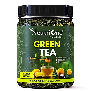 Honey & Lemon Green Tea Loose Leaf for Weight Loss | 100% Natural & Refreshing Honey, Lemon Green Tea Mason Jar (100 g)