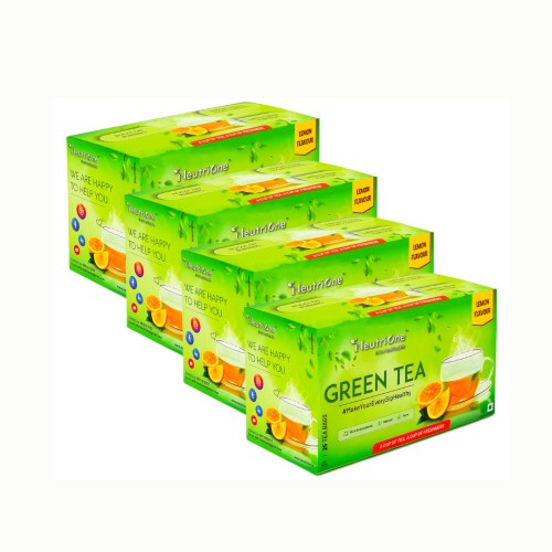 Green Tea Lemon for Weight Loss & Boost Immunity| Vitamin C|Authentic Tea Leaves Lemon Green Tea Bags Box (4 x 25 Bags)