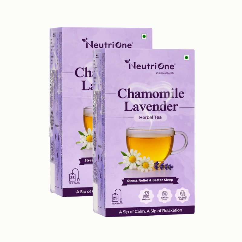 Chamomile Tea for Stress Relief & 100% Peaceful Sleep | Relaxing Tea Leaves with Lavender, Chamomile Herbal Tea Bags Box (2 x 25 Bags)