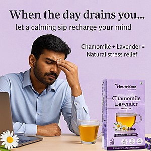 Chamomile Tea for Stress Relief & Peaceful Sleep | Relaxing Herbal Tea with Lavender, Chamomile Herbal Tea Bags Box (25 Bags)