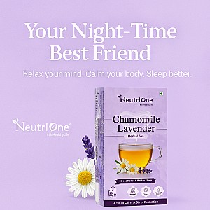 Chamomile Tea for Stress Relief & Peaceful Sleep | Relaxing Herbal Tea with Lavender, Chamomile Herbal Tea Bags Box (25 Bags)