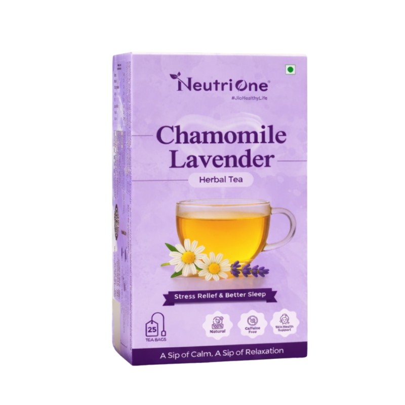 Chamomile Tea for Stress Relief & Peaceful Sleep | Relaxing Herbal Tea with Lavender, Chamomile Herbal Tea Bags Box (25 Bags)