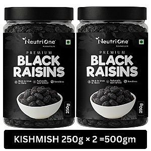  Premium Black Raisins | Kismish 500 gm | Sweet & Soft Kishmish/Kismis dry fruits Raisins (2 x 250 g)
