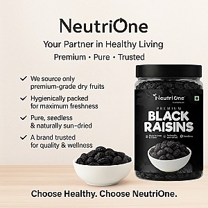 Premium Black Raisins Kishmish | Seedless Dry Fruit | Rich in Iron | Kismish Raisins (1 x 250 g)