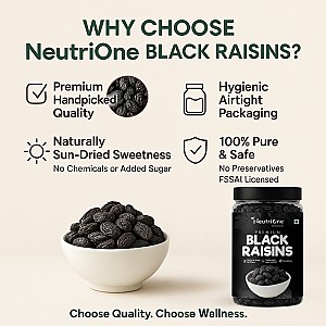 Premium Black Raisins Kishmish | Seedless Dry Fruit | Rich in Iron | Kismish Raisins (1 x 250 g)
