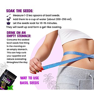 Raw Basil Seeds (Sabja Seeds, Takmariya Seeds) for Weight Loss with Antioxidants Basil Seeds (200 g)