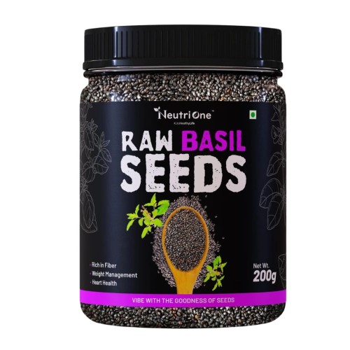 Raw Basil Seeds (Sabja Seeds, Takmariya Seeds) for Weight Loss with Antioxidants Basil Seeds (200 g)