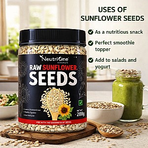 Raw Sunflower Seeds|Enriched with Protein,Fiber,Magnesium & Vitamin E|for eating Sunflower Seeds (200 g)