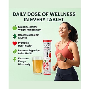 Apple Cider Vinegar 15 effervescent tablets for weight loss | Vitamin B6 & B12 (15 Tablets)