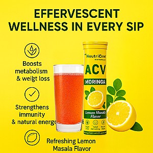 ACV Moringa (Lemon Masala)To Control Cravings,Apple Cider Vinegar,No Added Sugar (2 x 10 Tablets)