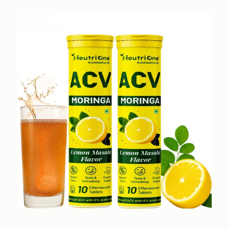 ACV Moringa (Lemon Masala)To Control Cravings,Apple Cider Vinegar,No Added Sugar (2 x 10 Tablets)
