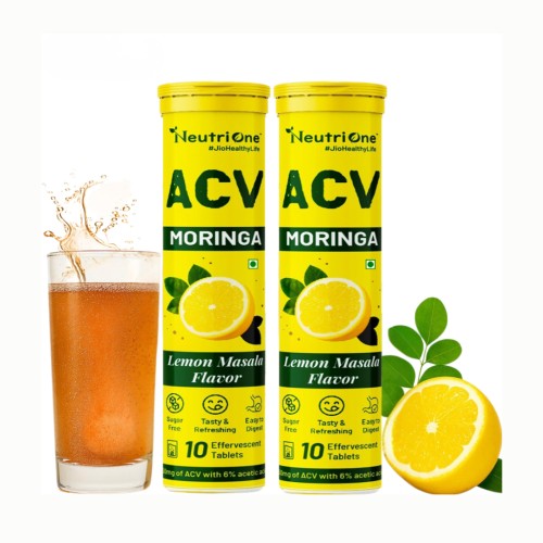 ACV Moringa (Lemon Masala)To Control Cravings,Apple Cider Vinegar,No Added Sugar (2 x 10 Tablets)