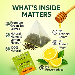 Honey Lemon for Weight Loss | Premium Green Tea Leaves |Vitamin C & Antioxidants Honey, Lemon Green Tea Bags Box (4 x 25 Bags)