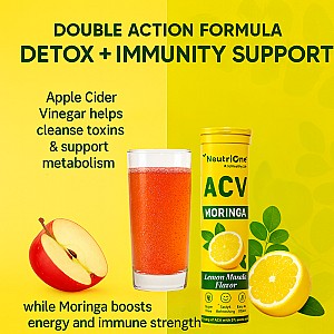ACV Moringa (Lemon Masala)To Control Cravings,Apple Cider Vinegar,No Added Sugar (4 x 10 Tablets)