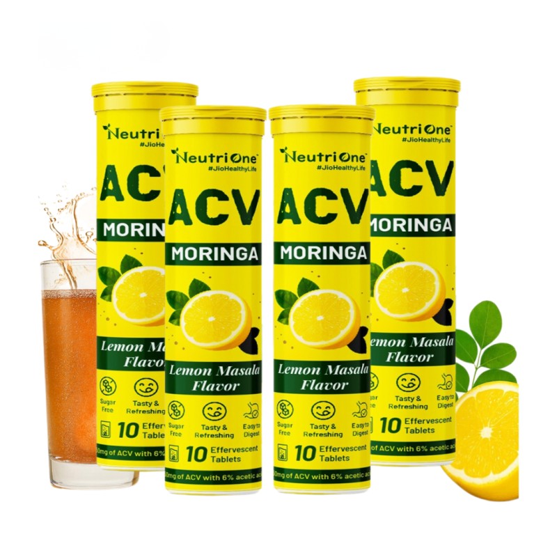 ACV Moringa (Lemon Masala)To Control Cravings,Apple Cider Vinegar,No Added Sugar (4 x 10 Tablets)