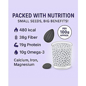 Raw Basil Seeds (Sabja Seeds, Takmariya Seeds) for Weight Loss with Antioxidants Basil Seeds (3 x 200 g)