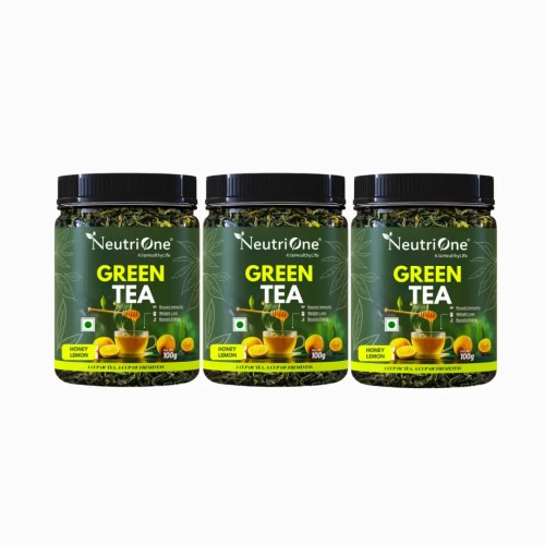 Honey & Lemon Green Tea Loose Leaf for Weight Loss | 100% Natural & Refreshing Honey, Lemon Green Tea Mason Jar (3 x 100 g)