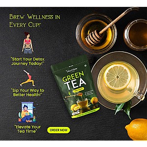 Honey & Lemon Green Tea Loose Leaf for Weight Loss | 100% Natural & Refreshing Honey, Lemon Green Tea Pouch (50 g)