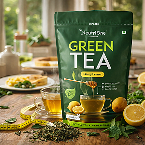 Honey & Lemon Green Tea Loose Leaf for Weight Loss | 100% Natural & Refreshing Lemon, Honey Green Tea Pouch (2 x 50 g)