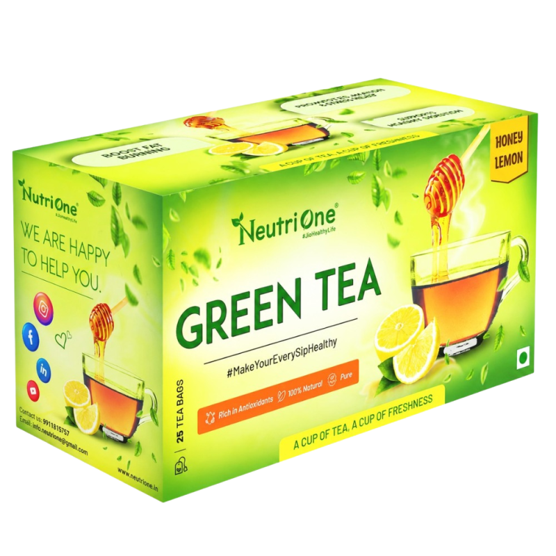 Honey Lemon Tea for weight loss with Premium tea leaves Honey, Lemon Green Tea Bags Box (25 Bags)