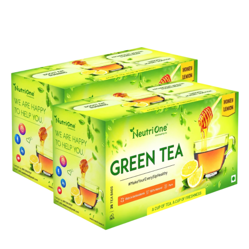 Honey Lemon Tea for Weight Loss & Detox | Vitamin C Rich with Premium Tea Leaves Honey, Lemon Green Tea Bags Box (2 x 25 Bags)