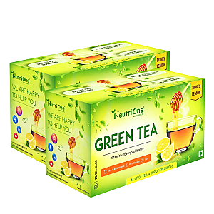 Honey Lemon Tea for Weight Loss & Detox | Vitamin C Rich with Premium Tea Leaves Honey, Lemon Green Tea Bags Box (2 x 25 Bags)