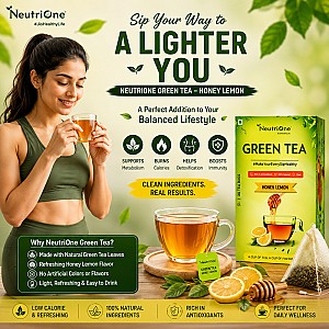 Honey Lemon Tea for Weight Loss & Detox | Vitamin C Rich with Premium Tea Leaves Honey, Lemon Green Tea Bags Box (2 x 25 Bags)