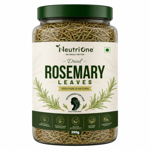 Rosemary Leaves Dried for Hair Growth, Crushed Leaves Seasonings 250g Jar (250 g)