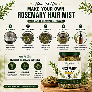 Rosemary Leaves Dried for Hair Growth, Crushed Leaves Seasonings 250g Jar (250 g)