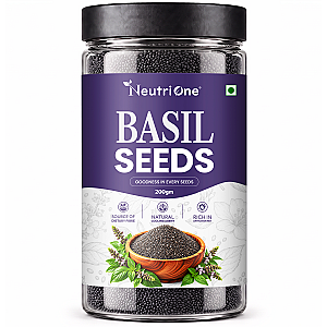 Raw Basil Seeds (Sabja Seeds, Takmariya Seeds) for Weight Loss with Antioxidants Basil Seeds (200 g)