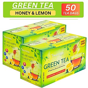 NeutriOne Honey Lemon Tea for Weight Loss & Detox | Vitamin C Rich with Premium Tea Leaves Honey, Lemon Green Tea Bags Box (2 x 25 Bags)