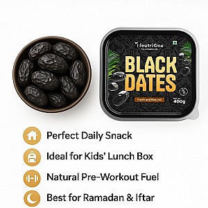 NeutriOne Premium Black Dates Khajoor | Dry Fruits | Khajur Rich in Iron, Fibre & Vitamins Dry Dates (4 x 400 g)