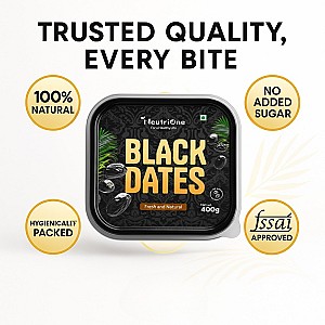 NeutriOne Premium Black Dates Khajoor | Dry Fruits | Khajur Rich in Iron, Fibre & Vitamins Dry Dates (4 x 400 g)