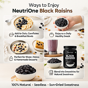 NeutriOne Premium Black Raisins Kishmish | Seedless Dry Fruit | Rich in Iron | Kismish Raisins (1 x 250 g)