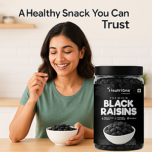 NeutriOne Premium Black Raisins Kishmish | Seedless Dry Fruit | Rich in Iron | Kismish Raisins (1 x 250 g)